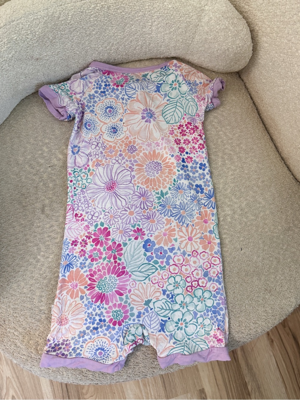 Little Sleepies Purple Floral Short Sleeve Bamboo Shorty Zippy - Picture 5 of 5